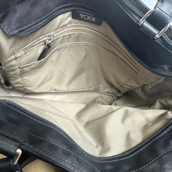 TUMI Kaylin Crossbody Nylon with leather fabric strap and leather strap. - Picture 4 of 9